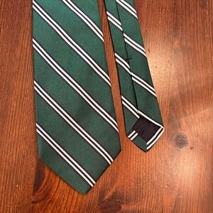 Brooks Brothers Green and White Striped Tie